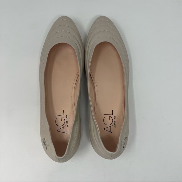 AGL MIledy Cream Leather Quilted Flats Shoes Women Size 40 US 10 - Picture 7 of 9